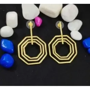 Pendientes de Aro y con Perno de Latón Hechos a Mano, Chapados en Oro, con Ópalo para Boda - Product Image 2