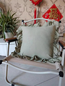 Housse de coussin carrée moderne personnalisable en lin avec bordure à volants, ignifuge, pour hôtel et usage domestique - Product Image 5