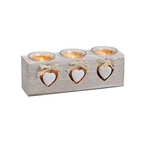 Bougeoir en bois rustique fait à la main pour la décoration de table de dîner de Noël avec charme festif artistique et éclairage de vacances confortable - Product Image 2