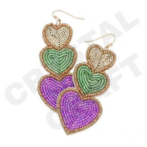 Boucles d'oreilles perroquets multicolores pour femmes Patriotic Memorial Day Orange White Blue Color Fabric Material - Product Image 4