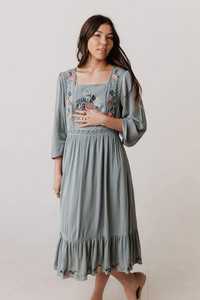 Robe de soirée mi-longue en coton brodé pour femme, tenue Sexy et décontractée, manches longues, nouvelle collection, 100% - Product Image 6