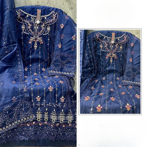 Exclusive Heavy Embroidered Organza Dress Material with Dupatta for Pakistani Collection for Parties Indian & Pakistani Clothing - Product Image 2