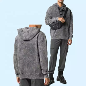 Vente en gros – Sweat à capuche zippé pour homme, coupe classique, avec logo personnalisé, poches élégantes, tricoté, imperméable, teint uni, 400g, OEM – Collection Hiver - Product Image 2