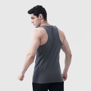 Invincible Athletic Tank Dark Gym Tank <b>Top</b> Workout Training Fitness Breathable Cotton Polyester Solid Knitted Embroidery Print - Product Image 2