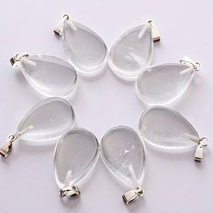 <b>Christian</b> Drop Crystal Quartz Gemstone Pendant-925 Sterling Silver Cabochon Pear Charm-Bohemia Style Unisex Pendant for <b>Necklace</b> - Product Image 1