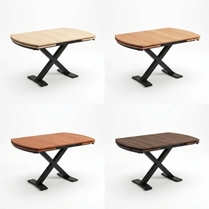 Table à manger moderne en bois avec pieds en métal en forme de X, forme rectangulaire, 4 places, design minimaliste, meubles pour la maison - Product Image 5