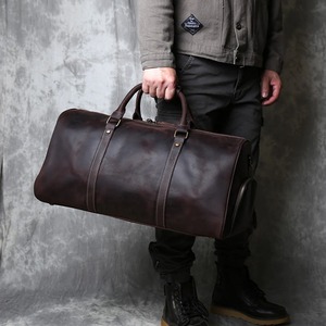Vintage Men's Travelling <b>Luggage</b> Bag Genuine Leather Duffle Bags for Business Travel - Product Image 2