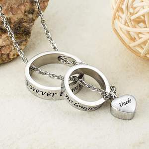 Collier d'urne oncle en argent pour les cendres ne sont plus à mes côtés pour toujours dans mon coeur Médaillon sculpté Collier de cendres incinérées Taille personnalisée - Product Image 4