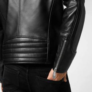 Veste en cuir véritable pour homme, col montant noir classique, mode automne-hiver 2026, veste de moto pour homme, livraison DDP - Product Image 3