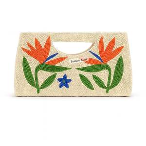 Sac fourre-tout perlé brodé Artisan-Fruits tropicaux Tournesols Dessins océaniques sous-marins Sac de mode décontracté et de vacances - Product Image 5