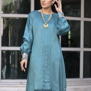 <b>Designer</b> Summer Dress <b>Salwar</b> <b>Kameez</b> with Long Sleeves Printed Lawn <b>Cotton</b> Top <b>Lace</b> Sequins Diamond Decorations Includes Dupatta - Product Image 3
