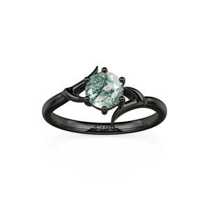 Jeulia Rose Gold Plated Bypass Gothic Thorn <b>Moss</b> <b>Agate</b> Fashion Engagement <b>Ring</b> - Product Image 3
