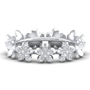 REYES Floral Design 925 Sterling <b>Silver</b> Round Cut Moissanite Engagement Band <b>Ring</b> For <b>Women</b> Elegant <b>Wedding</b> Gift Fine Jewelry - Product Image 5