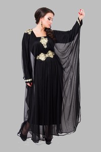 Black Abaya With Lace Work and <b>Net</b> <b>Fabric</b> on Sleeves - Product Image 2