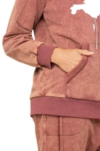 Sudadera con capucha oversize de invierno para mujer, de algodón 100%, con forro, lavado ácido personalizado, estilo vintage, con logotipos serigrafiados en la parte delantera, antiarrugas. - Product Image 3