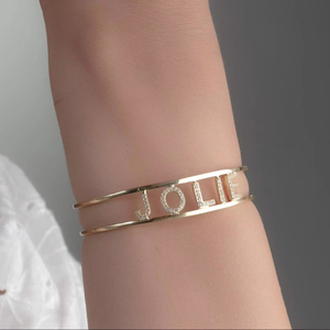 Nom personnalisé 925 argent Sterling Moissanite diamant Bracelet plaqué or Fine bande lien personnalisé cadeau d'anniversaire pour - Product Image 4