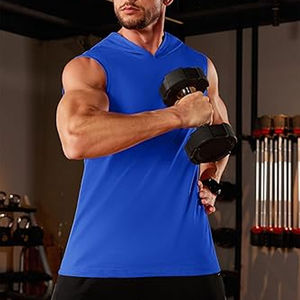 Gilet d'entraînement d'été pour hommes, sweat à capuche sans manches de style ample avec grande poche, débardeurs pour hommes, respirant, personnalisation des prix bon marché - Product Image 2