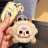 Porte-clés en peluche mignon de dessin animé, porte-clés en peluche douce en tricot pompon