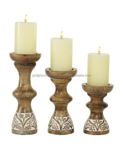 Linterna de madera de mango de alta calidad, candelabro de pilar al mejor precio para el hogar, eventos de boda de Navidad para vela de madera decorativa - Product Image 4