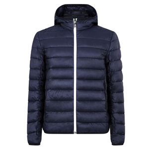 Chaqueta acolchada ligera de invierno para hombre, capucha gruesa de pato ultraligera, decoración bordada con cremallera de burbujas - Product Image 1