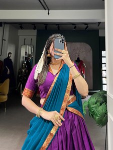 Vente chaude Vichitra Soie Dupatta Toile Cousue Flair Lehenga Blouse Non Cousue Femmes Zari Tissage Lehenga Choli Indien - Product Image 2