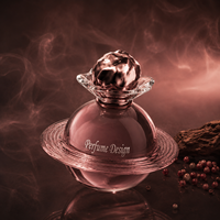 Botella de Vidrio Transparente Roja de 100 ml para Fragancias, con Funda Plateada Grabada, Tapa Cristalina a Prueba de Fugas, para Marca Global de Aromas