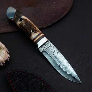 มีดล่าสัตว์ด้ามไม้โรสวูด แบบตะขอ ขนาดสั่งทำพิเศษ ทำด้วยมือ ใบมีดดามัสกัส แบบใบมีดตายตัว สำหรับกิจกรรมกลางแจ้ง - Product Image 3