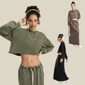 เสื้อครอปแบบสวมหัวของผู้หญิงเสื้อครอปแบบวินเทจเสื้อครอปมีฮู้ดเสื้อครอปสำหรับใส่ได้ทั้งชายหญิงซัก380gsm ฝรั่งเศสเทอร์รี่ - Product Image 4