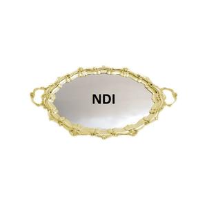 Plateau de service en métal poli brillant plaqué or sur mesure avec design vintage décoratif fabriqué à la main Logo couleur personnalisé N D I T-985 - Product Image 3