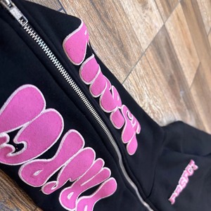 Sudadera con Capucha forrada con cremallera con patrón de letras Fabricante personalizado Puff Print Silk Screen Printed Hoodies - Product Image 3