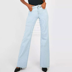 Pantalones vaqueros de mujer de último diseño 2025, estilo recto transpirable ligero con cintura media, estilo único al por mayor - Product Image 1