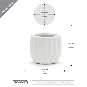 CUD0304WT - <b>Small</b> Unique Modern White <b>Pot</b> - 4" H - Product Image 3
