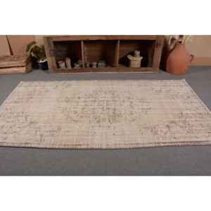 พรมตุรกีวินเทจขนาด4.3x8.5ฟุตสีเบจสีน้ำตาลขนาดใหญ่ผ้าขนสัตว์ลาเท็กซ์การเย็บปะติดปะต่อกันสำหรับวัยรุ่น4x7 - Product Image 4