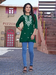 เปิดตัวเสื้อผ้าเรยอนขนาดใหญ่พร้อมงานปักแบบตะวันตกตัวสั้นแฟนซีแบบพิเศษสำหรับฤดูร้อน - Product Image 2