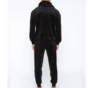 2026 Top Design Wholesale Custom Printed Solid <b>Velour</b> Tracksuit Men Blank Black Hoodies Unisex Apparels 100% Cotton - Product Image 6