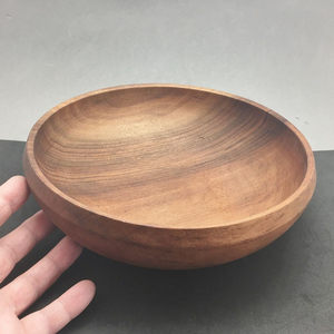 Grand bol en bois d'acacia brun de qualité supérieure Bol de service en bois naturel écologique pour le dîner Soupe aux fruits Durable de HHO - Product Image 4