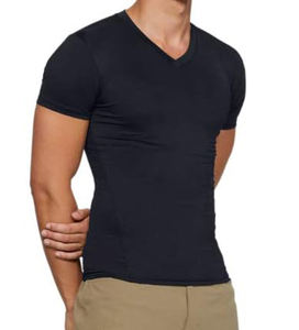 Venta al por mayor personalizado elegante camisa de compresión de los hombres de gimnasio con cuello en V hombres camisetas de compresión disponibles en diseño de logotipo personalizado - Product Image 2