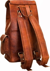 Handmade Brown Genuine <b>Leather</b> Backpack Large Vintage Sport <b>Satchel</b> Custom Candy Pattern Fashionable Travel Bag for <b>Men</b> Women - Product Image 2