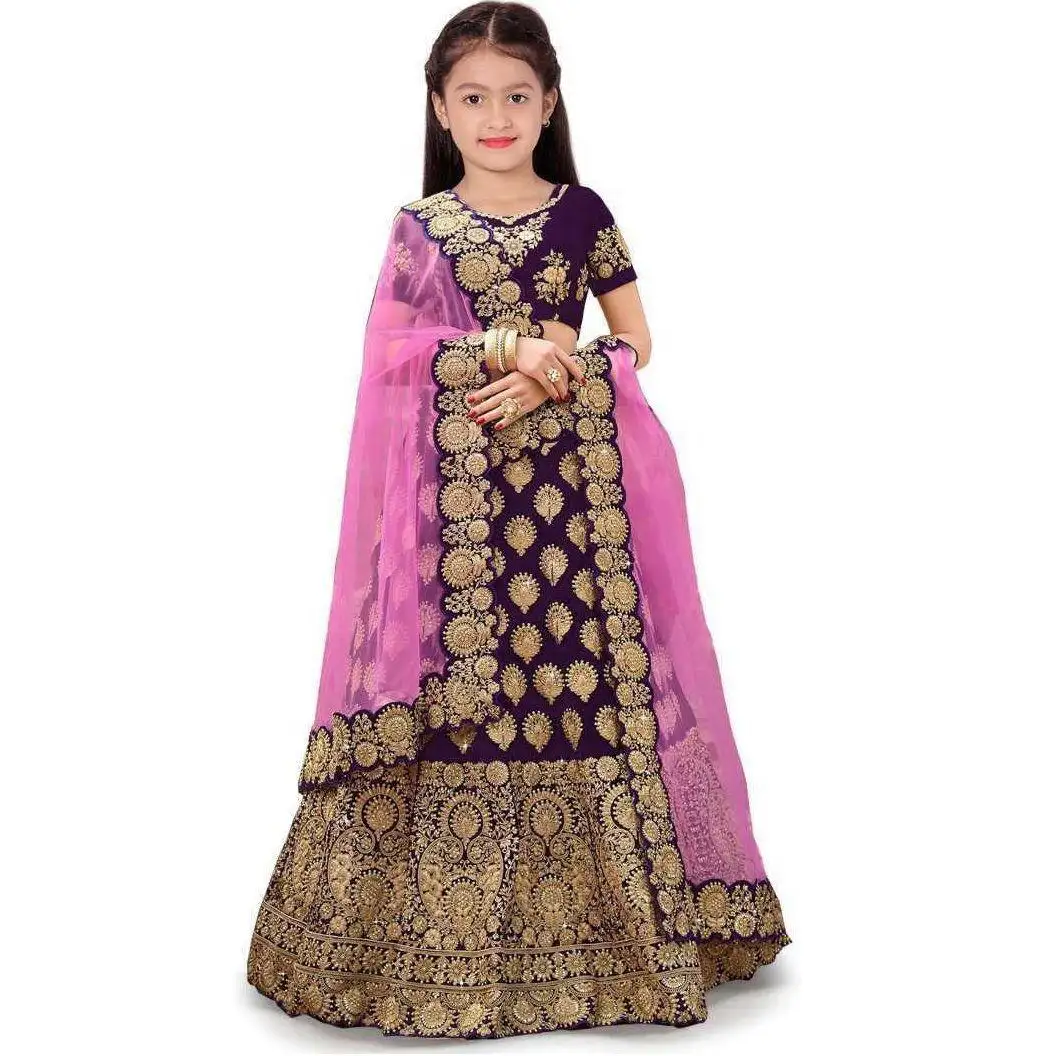 Unieke Elegantie Komt Uit Uw Dressing Design Kids Lehenga Choli Lehenga Stof Zijde Choli Stof Dupatta