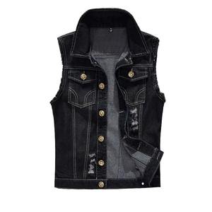 2024, chaqueta vaquera transpirable Vintage ecológica para hombre con logotipo personalizado, decoración con remaches, chaleco vaquero, prendas de vestir exteriores, chaleco de invierno OEM - Product Image 6