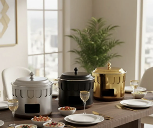 Casserole de qualité supérieure, finition dorée moderne, écologique, réchauffeur de nourriture, métal, collection du Moyen-Orient, utilisation du Ramadan - Product Image 6