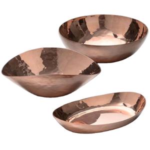 Lot de 3 bols à mélanger de qualité supérieure en cuivre massif au design classique Idéal pour les besoins d'accessoires de cuisine et d'hôtel - Product Image 1