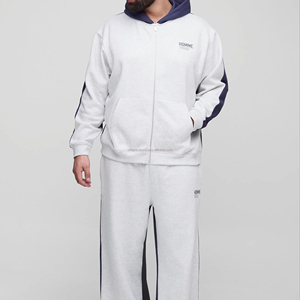 ชุดวอร์มใส่สบายและระบายอากาศได้ดีชุดวอร์มสำหรับผู้ชายโอเวอร์ไซส์แบบบล็อกซิปมีฮู้ดขนาดใหญ่พิเศษออกแบบได้ตามที่ต้องการ - Product Image 1