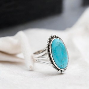 Belle bague Arizona Turquoise déclaration bague en argent sterling 925 bijoux en pierres précieuses naturelles faits à la main pour les femmes - Product Image 3