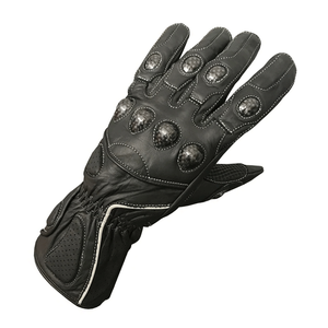Gants noirs de motard de rue en cuir original pour hommes Gants de course automobile de moto 100% Gants en cuir véritable pour hommes - Product Image 2