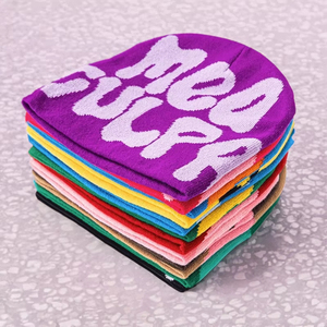 Confortable hommes lettre Jacquard tricoté personnalisé votre Logo revers sport Jacquard tricoté Beanie mode hiver jacquard Beanie - Product Image 5