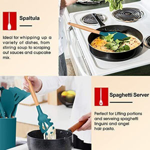 Juego de servir comida de lujo Cubiertos de cabeza azul con mango de madera Perfecto para bodas elegantes y eventos especiales - Product Image 6