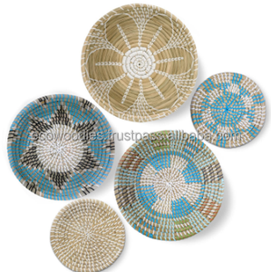 Paniers muraux ronds en corde de bambou tressée à la main, style Art Déco, assiettes décoratives, accessoires artisanaux multifonctionnels - Product Image 3