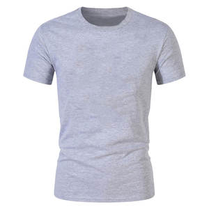 Venta al por mayor de ropa informal de los hombres de buena calidad de diseño personalizado de ajuste regular camisetas de cuello redondo 220 gramos de tela sólida patrón impreso - Product Image 4