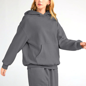Precio de fábrica, sudaderas con capucha de gran tamaño para mujer, hombro caído, ropa de calle holgada, Sudadera con capucha, nueva moda, sudaderas con capucha de manga larga lisas en blanco - Product Image 3